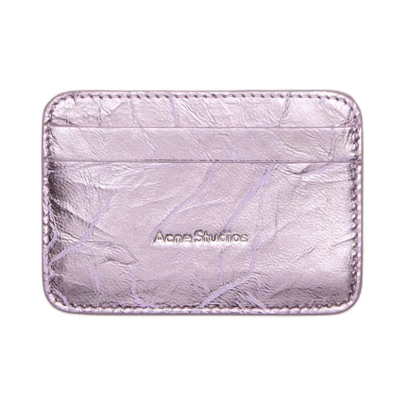 Acne Studios Leather Card Holder Women's Lavender-0