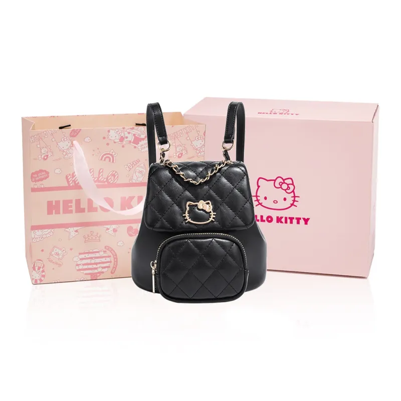 MESUCA Sanrio Sanrio Kitty Series PU Backpack Women's Ecru/Black-12
