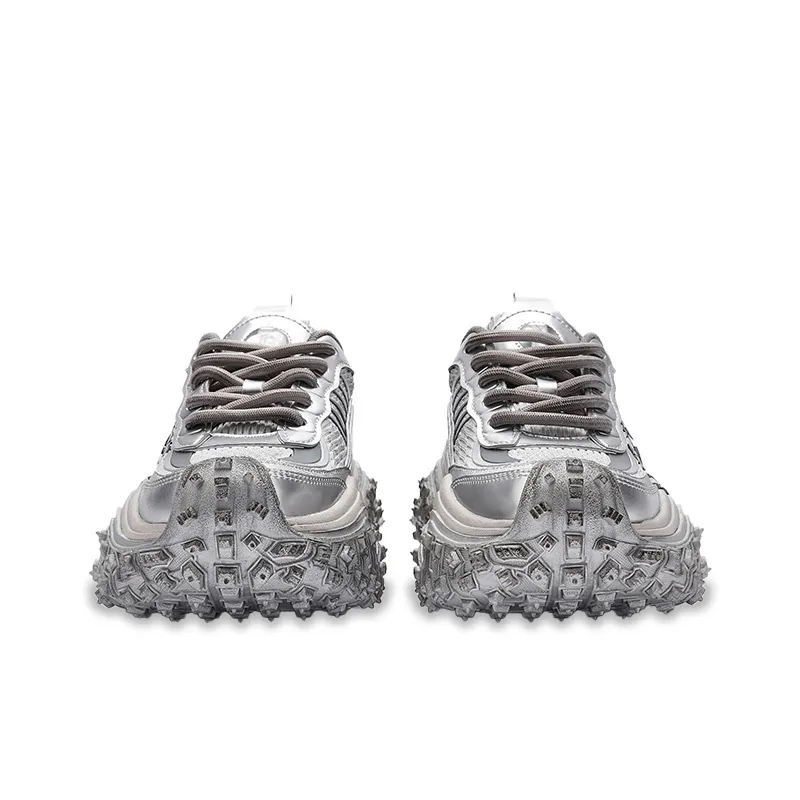 U.T.B RustiRunner Scavenger Series Low Top Chunky Sneakers Unisex Silver-2