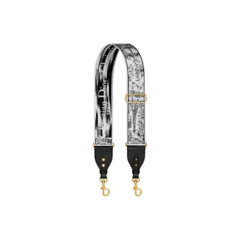 DIOR Cow Leather Bag Shoulder Strap Women's Ecru & Black