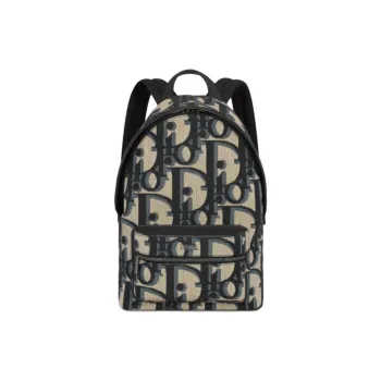 DIOR Jacquard Fabric Backpack Kids' Beige & Blue