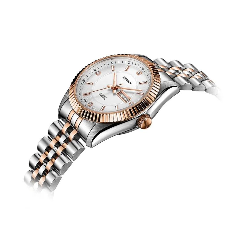 EBOHR Master Collection Mechanical Movement Stainless Steel Strap Watch Men's Watches White Dial-9