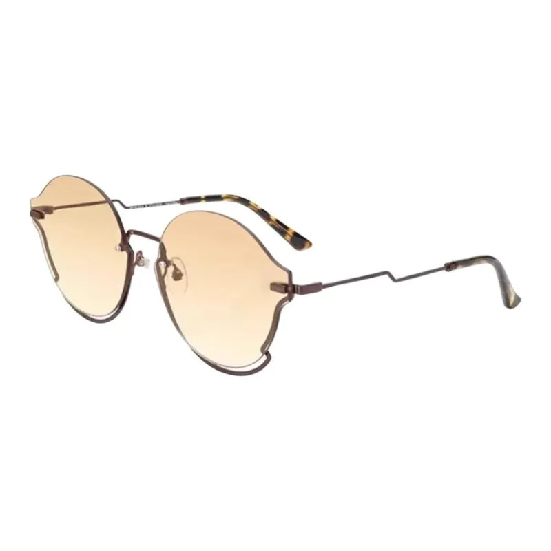JINS Metal Irregular Shape Sunglasses Women's Brown-0