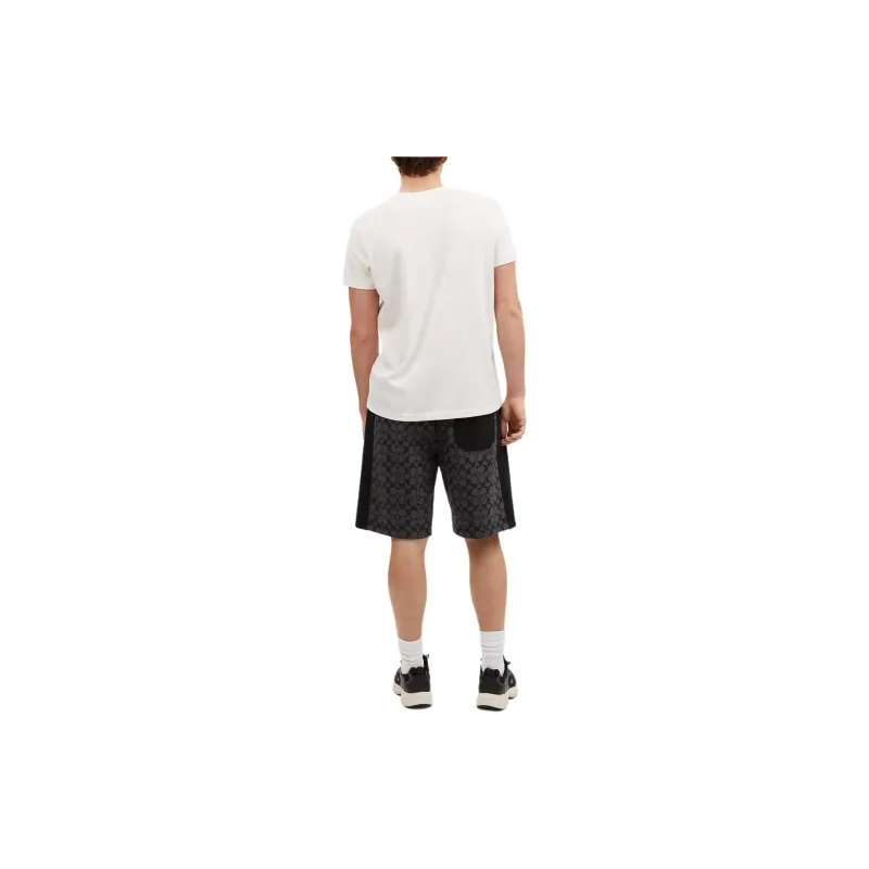 COACH Signature Men Logo Print Drawstring Straight Fit Casual Shorts Black-2