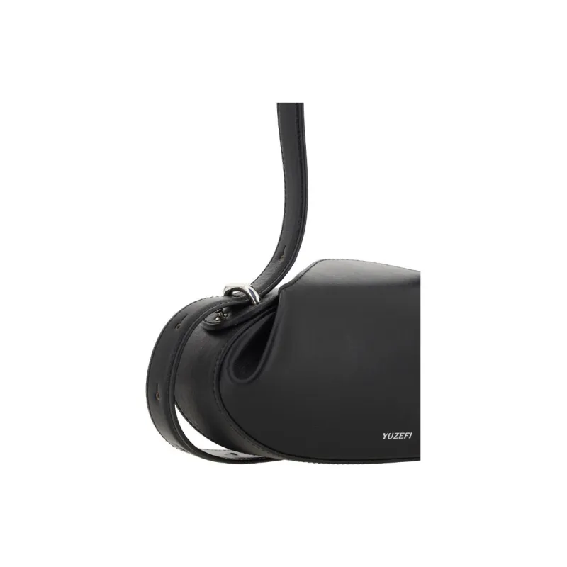 YUZEFI Leather Dinner Rolled Shoulder Bag, Crossbody Bag Women's Black-4