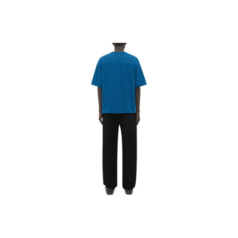 Bottega Veneta Solid Color Crew Neck Pullover Short Sleeved T Shirt Men's Blue-3
