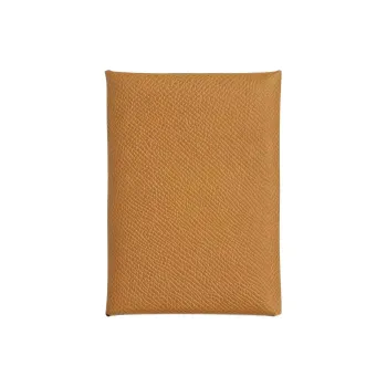 HERMES Calvi Duo Epsom Calfskin Card Holder Mini Women's 2S Sesame Sesame Colored