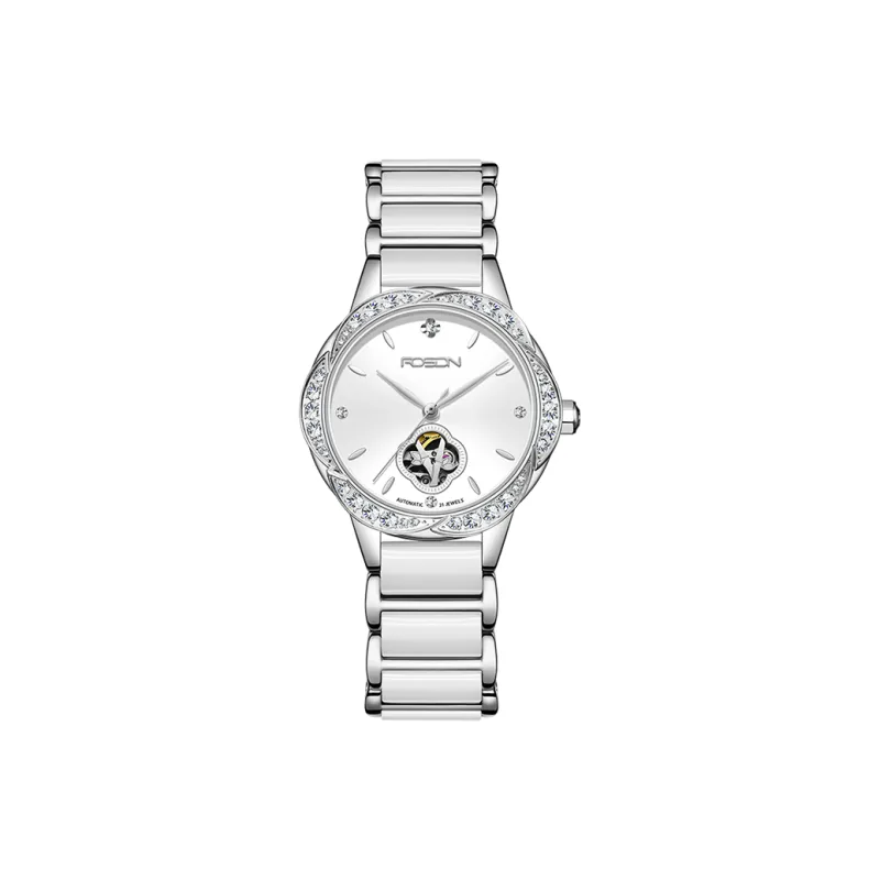 ROSDN Mechanical Movement Ceramic Strap Watch Women's Watch Mother of Pearl Color Watch Dial-7