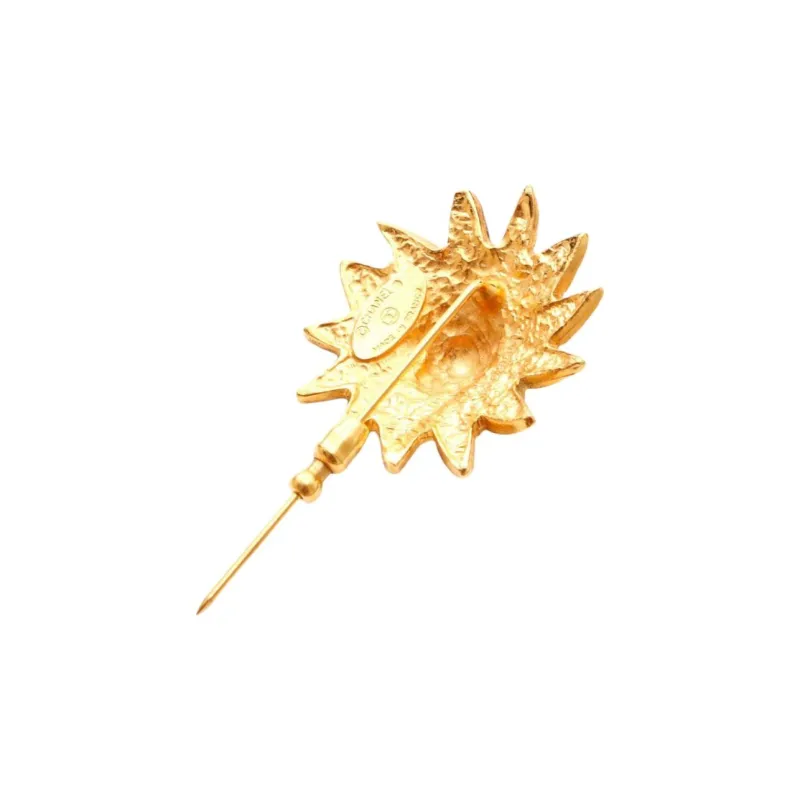 CHANEL 1970 1980 Plated Lion Head Pin Brooch Costume Brooch-3