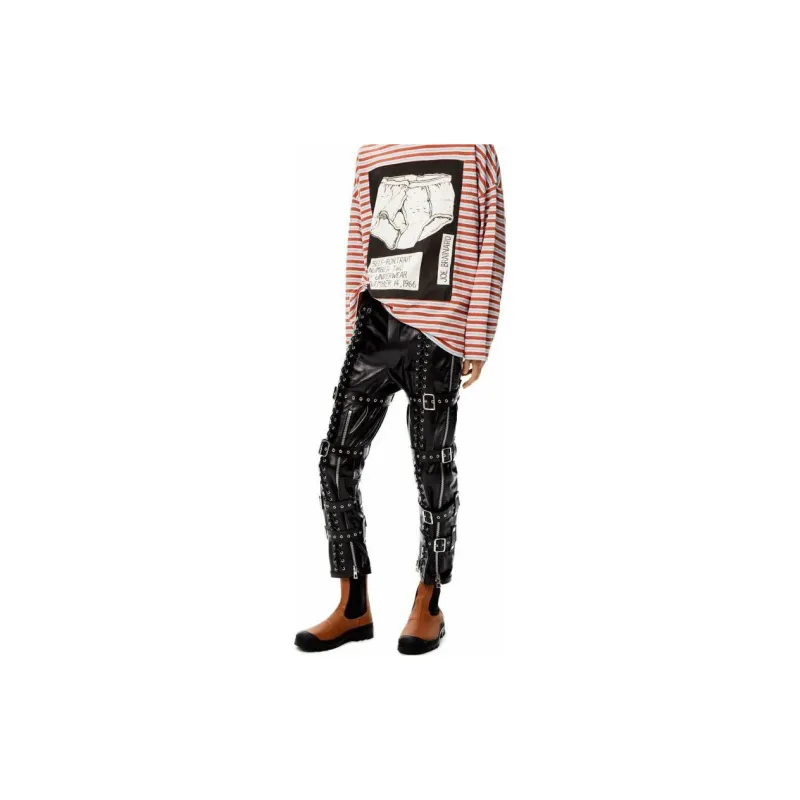 LOEWE Nappa Calfskin Leather Eyelet Bondage Trouser-1