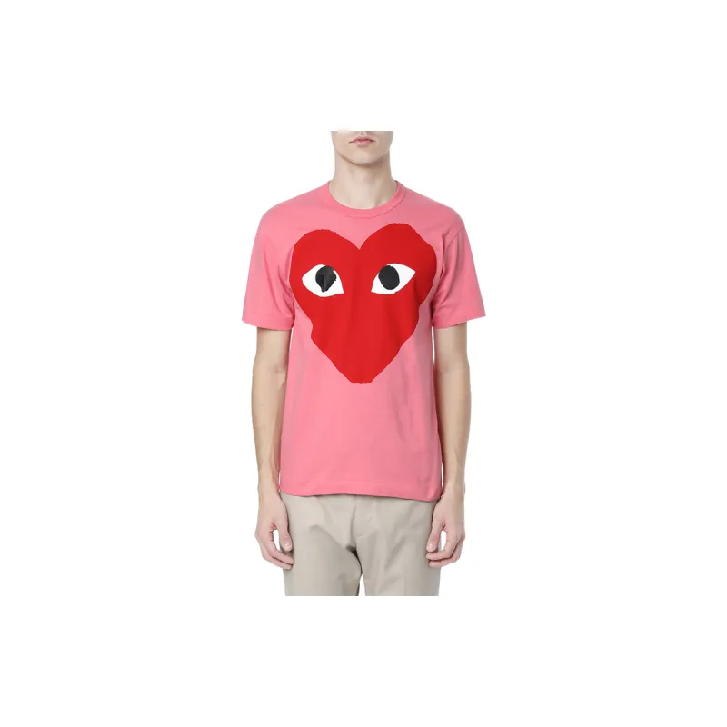 CDG Play Pastelle Red Heart T-shirt Pink-3