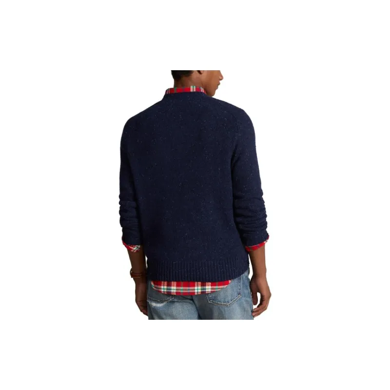 Polo Ralph Lauren FW23 Crew Neck Fitted Long Sleeved Knitwear Men's Marine Blue-3