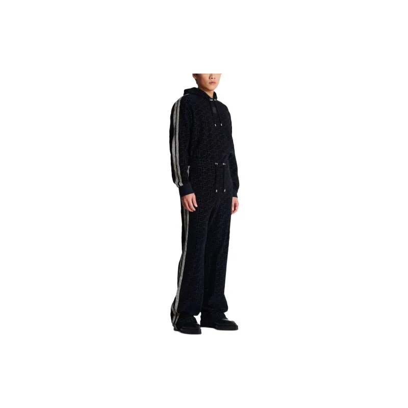 BALMAIN Monogrammed Velvet Joggers-4