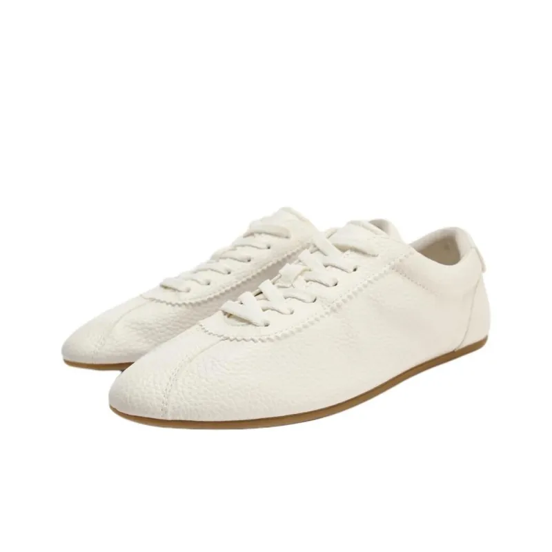 ZARA Low-Top Skateboard Shoes Women's Beige-2