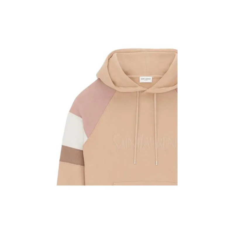 SAINT LAURENT Logo Embroidered Drawstring Hoodie-2