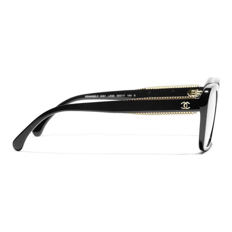 CHANEL Acetate Butterfly Eyeglass Frames Unisex Black-2