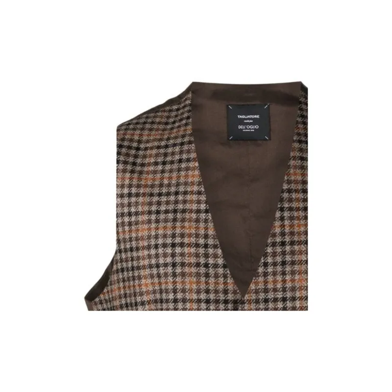 Tagliatore Checked V Neck Waistcoat-4