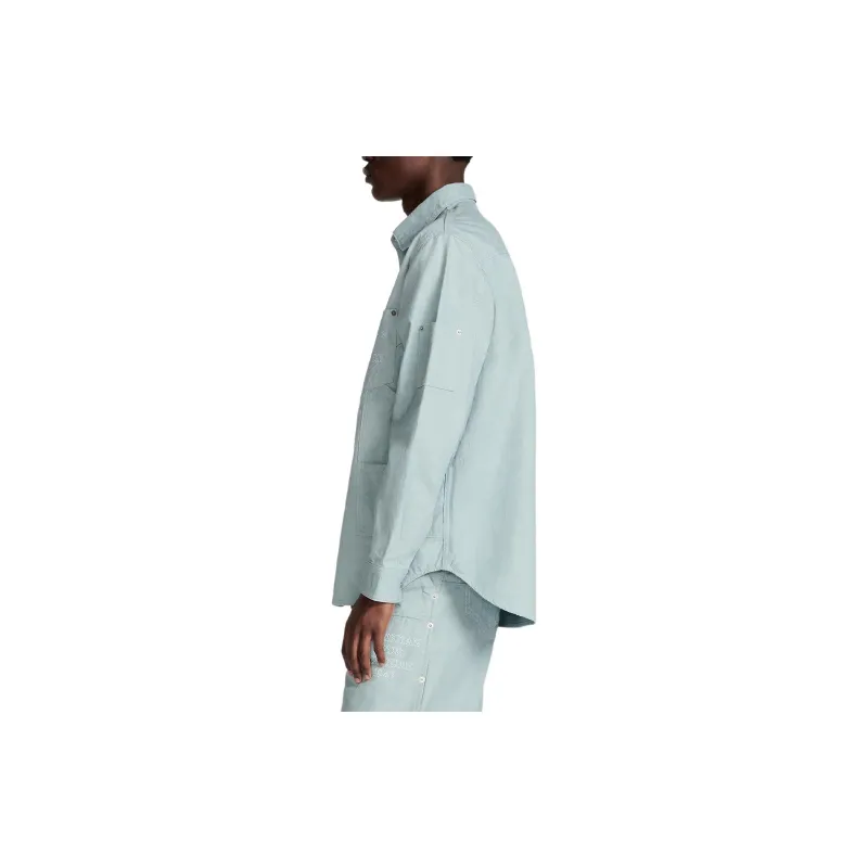 DIOR Logo Embroidered Collared Long Sleeved Shirt-5