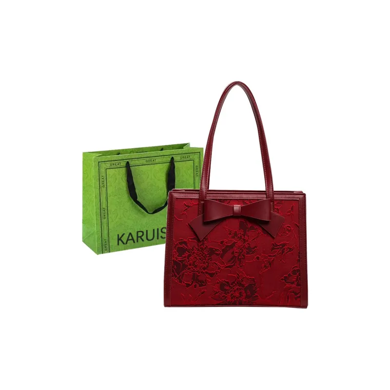 KARUISHA PU Patchwork Shoulder Bag Regular Women's Red/Burgundy-0