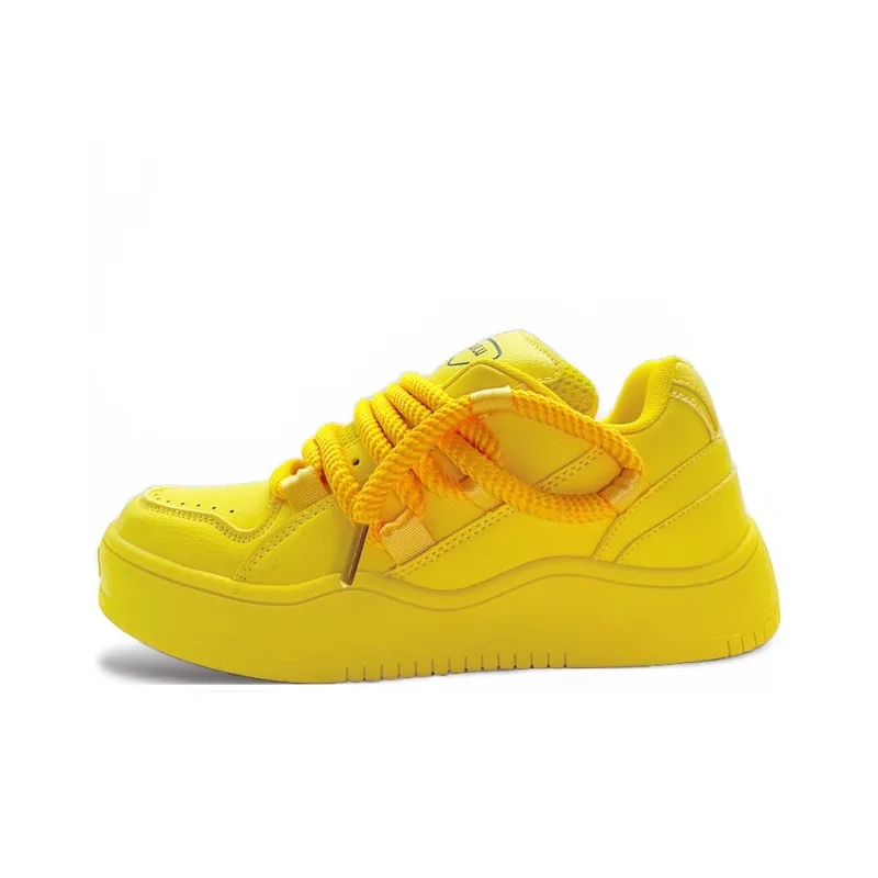 ITGI Dreadlocks Puffy Shoes Slip Resistant Height Increasing Low Top Skateboard Shoes Unisex Yellow-0