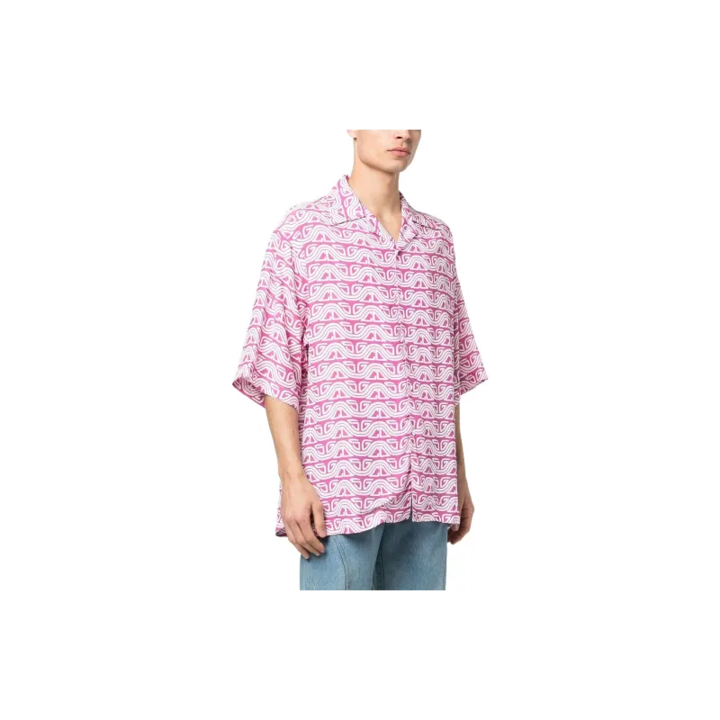 GCDS Waved Logo Printed Buttoned Shirt-3