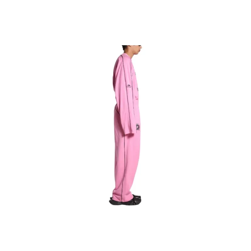 Balenciaga SS24 Knitted Sports Pants Loose Fit Style Unisex Pink-3