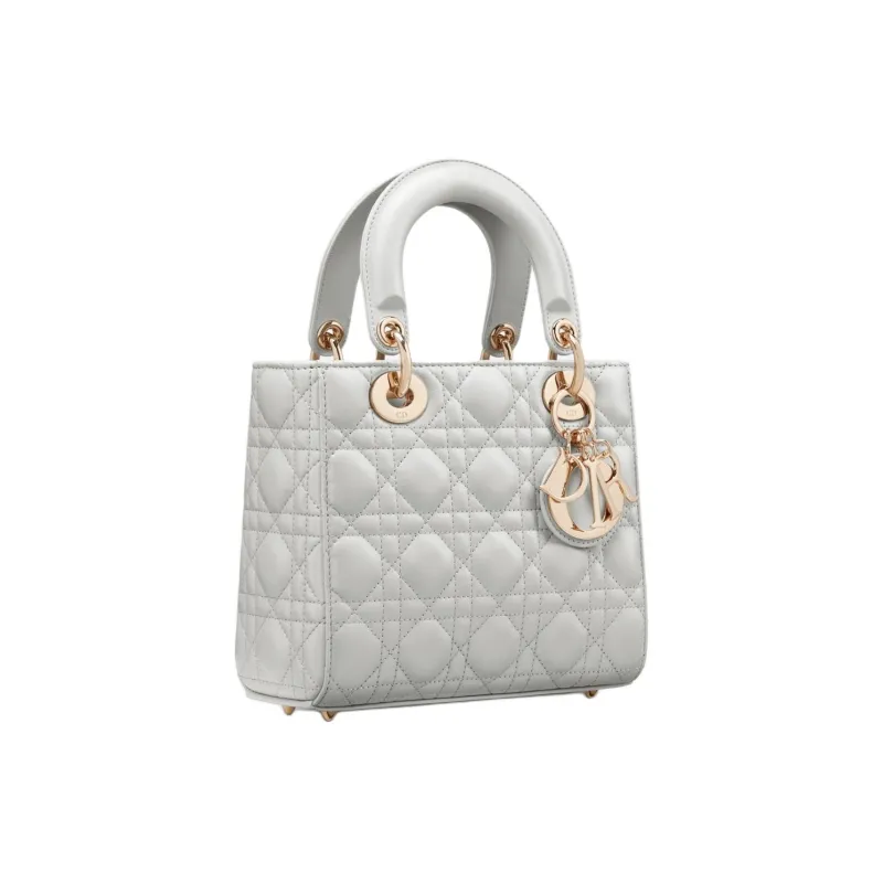 DIOR Lady Dior Wicker Pattern Lambskin Lady Dior Bag, Shoulder Bag, Crossbody Bag, Handbag Trumpets Women's Cloud Gray-1