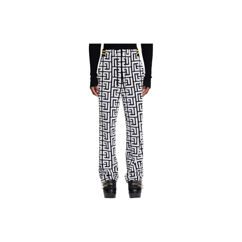 BALMAIN Maxi Monogram Velvet Pants-3