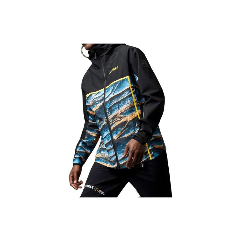 Adidas Terre Water Resistant Windproof Breathable Windbreaker Jacket Men's Black-3