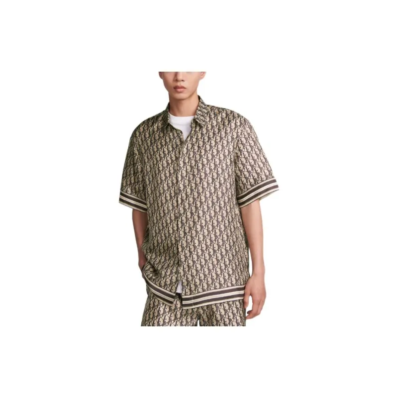 DIOR Oblique Short Sleeved Shirt Shirt Men's Brown-4