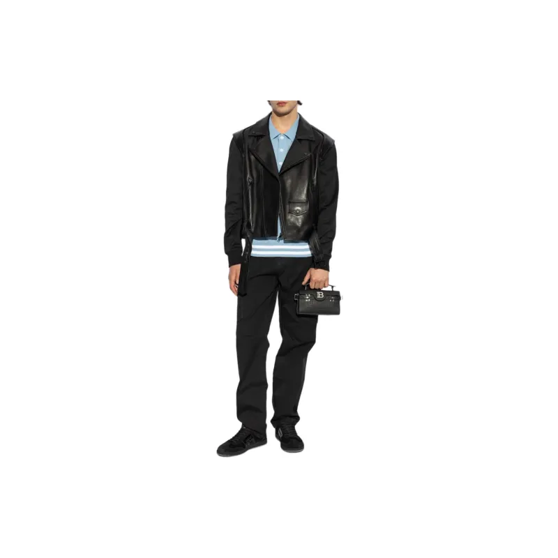 BALMAIN Zip Detailed Leather Jacket-1