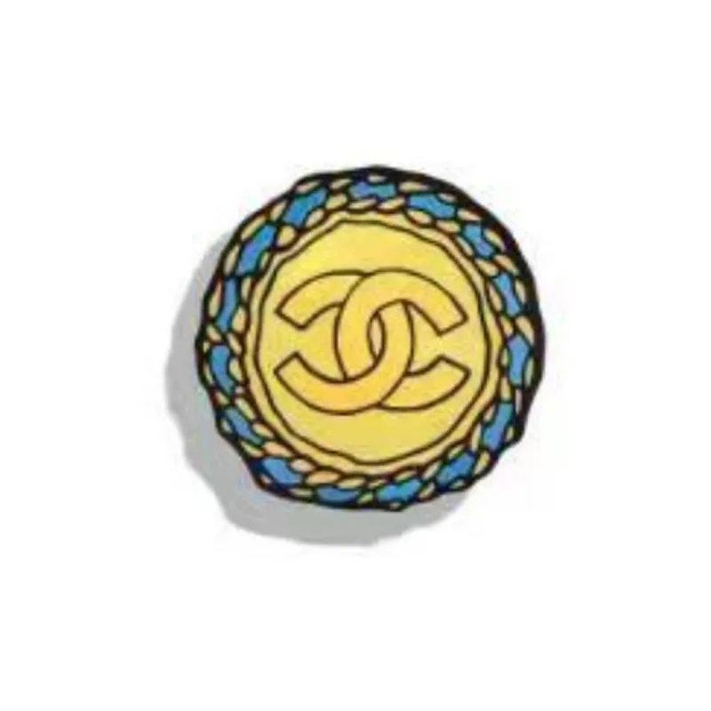 CHANEL Round Brooches Women's Yellow/Blue-0
