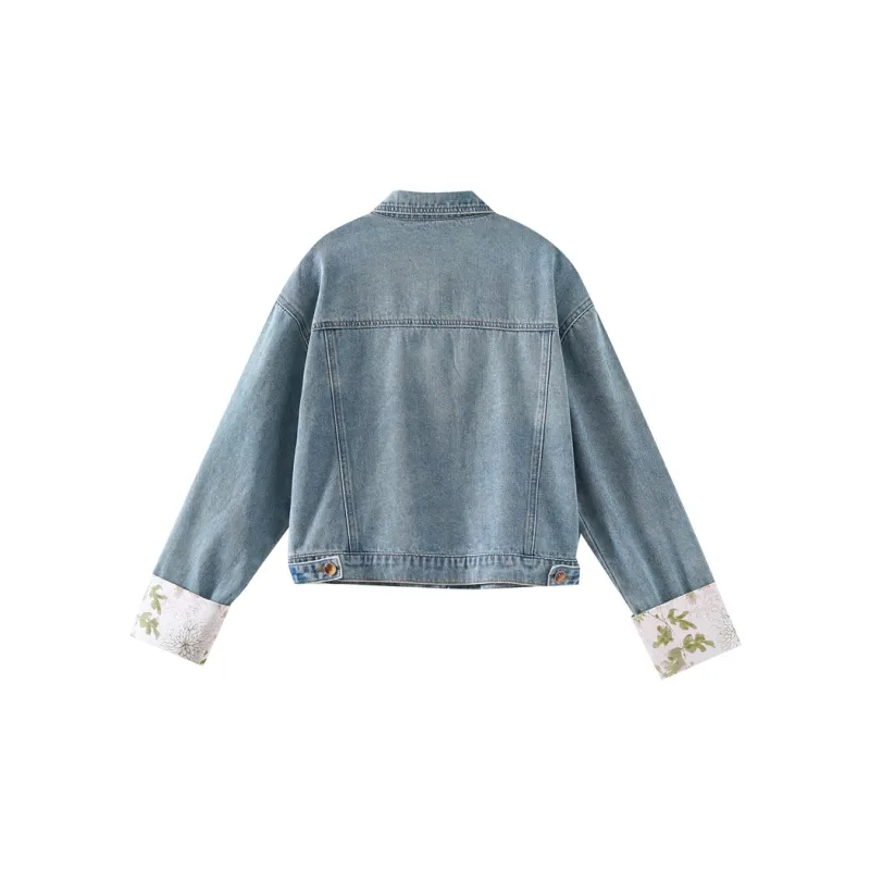OUNIXUE Denim Jacket Women's Blue-1