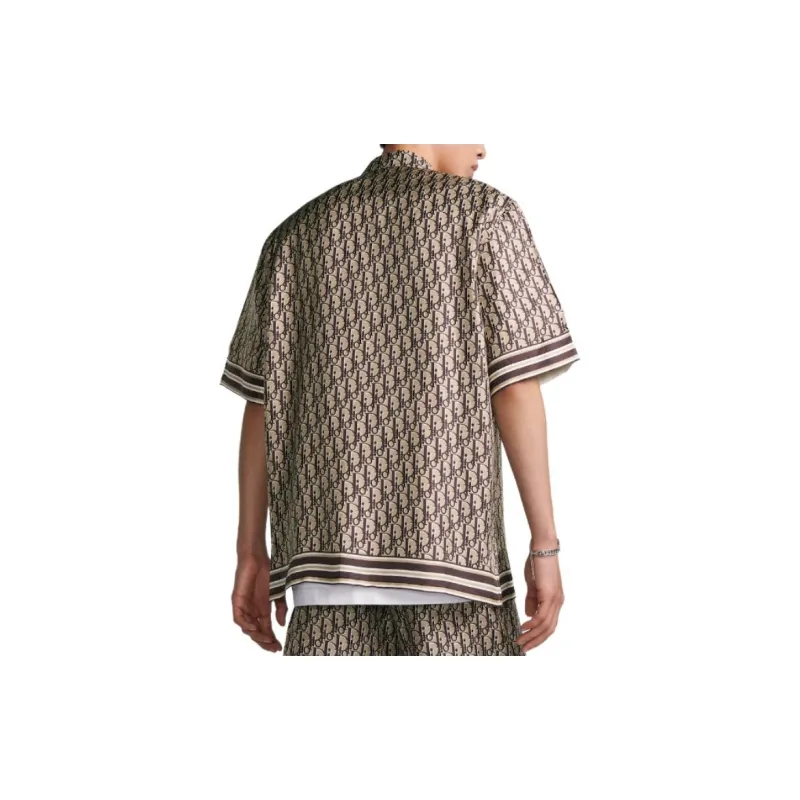 DIOR Oblique Short Sleeved Shirt Shirt Men's Brown-3
