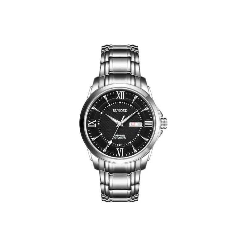 RUNOSD Mechanical Movement Stainless Steel Watchband Watch Men's Watches White Dial-5