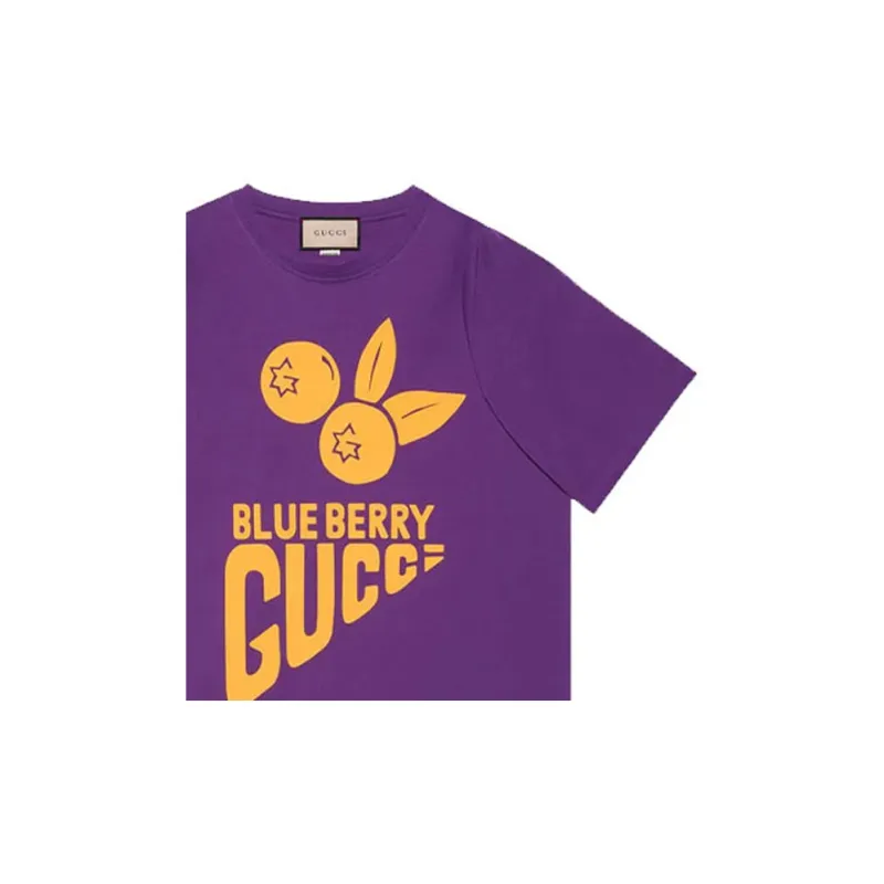 GUCCI Logo Print Crew Neck Pullover Short Sleeved T Shirt Men's Purple-5