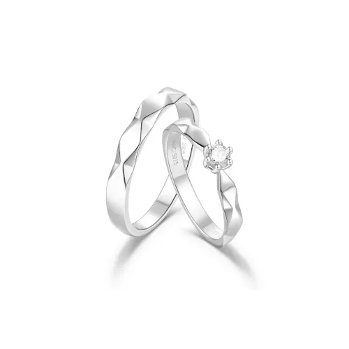 FANCI S925 Silver Inlay 0.1/0.3/0.5 Carat Lab-Grown Diamond Rings Unisex