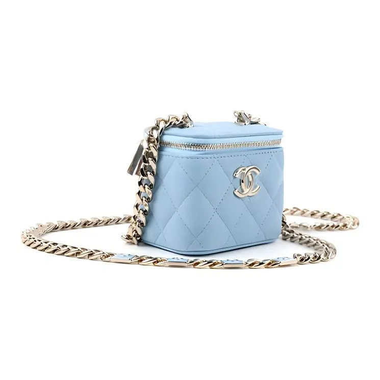 CHANEL 22SS Lambskin Box Bag, Shoulder Bag, Crossbody Bag Mini Women's Blue-1