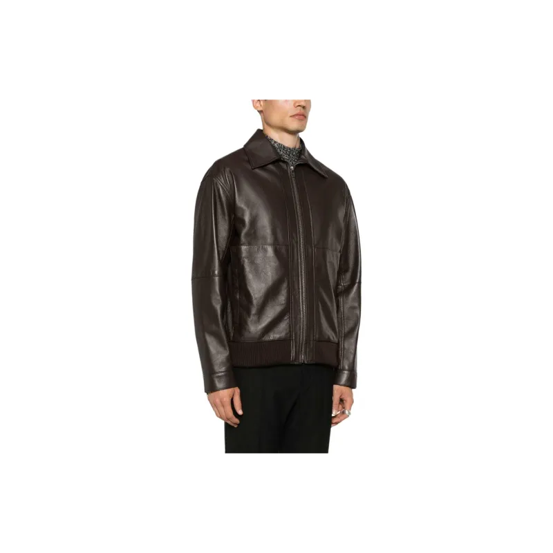 MOSCHINO Logo patch Leather Jacket-2