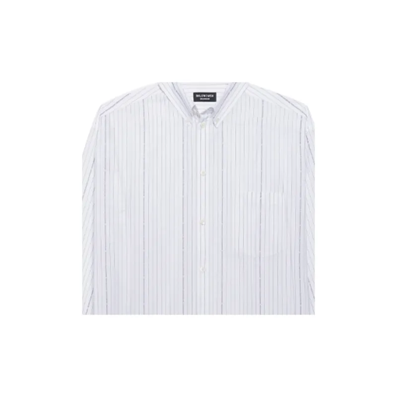 Balenciaga Logo Printed Pinstripe Shirt-6