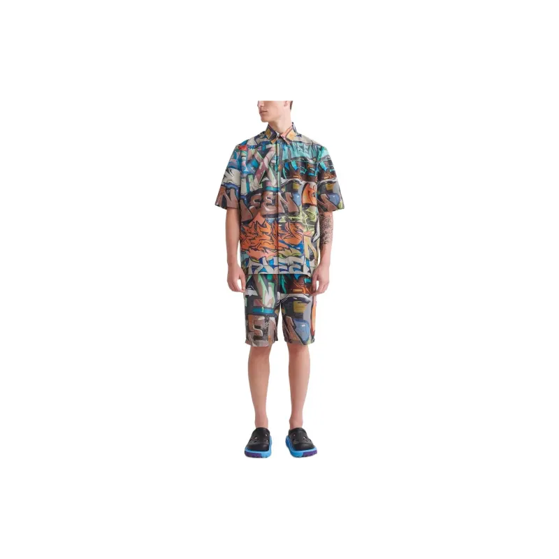 OFF WHITE Graffiti Print Short Sleeve Shirt-1