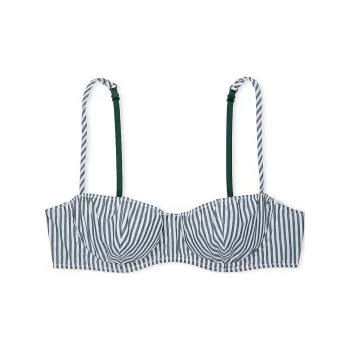 Victoria's Secret PINK Cotton Unlined Balconette Bra / D F S P Bra Women's Deep Forest Stripes Print
