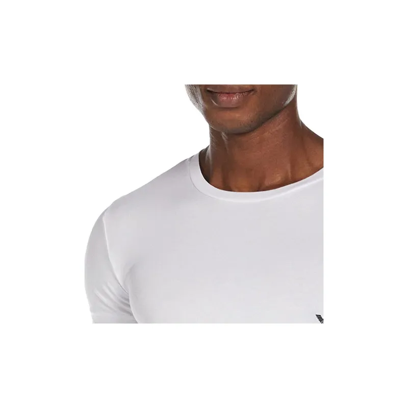 EMPORIO ARMANI Solid Color Crew Neck Pullover Short Sleeved T Shirt Men's White-3