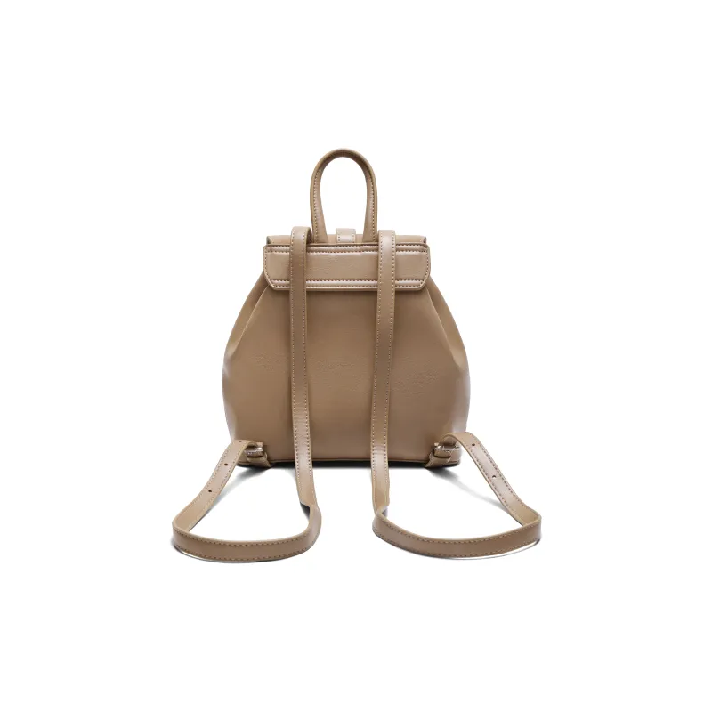 BELLE Cow Split Leather With Artificial Leather Backpack Regular Women's Apricot-2