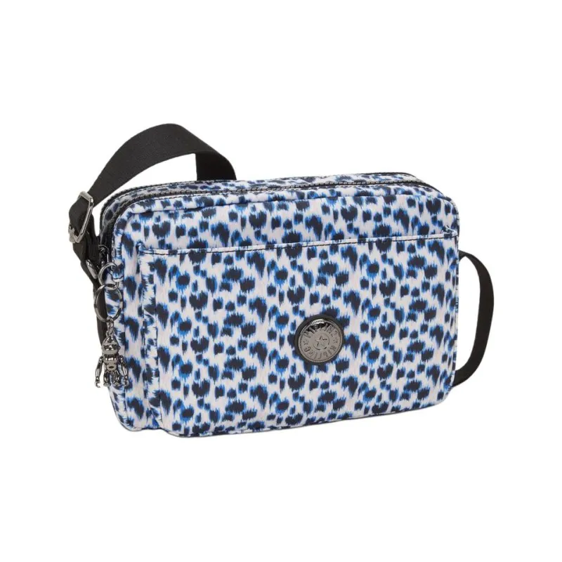 Kipling Recycled Polyester Shoulder Bag, Crossbody Bag Medium Size Unisex White With Leopard Print-1