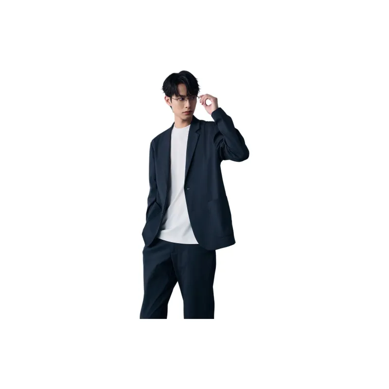 MIANXIANSHENG Business Suit Men's Deep Navy Blue-4