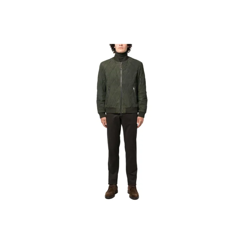 Canali Diamond-quilted Suede Bomber Jacket-1
