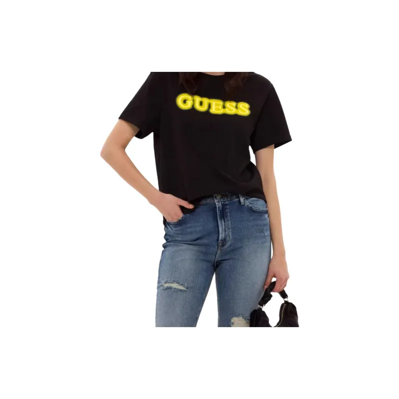 GUESS T Shirts Unisex Black With Yellow-2