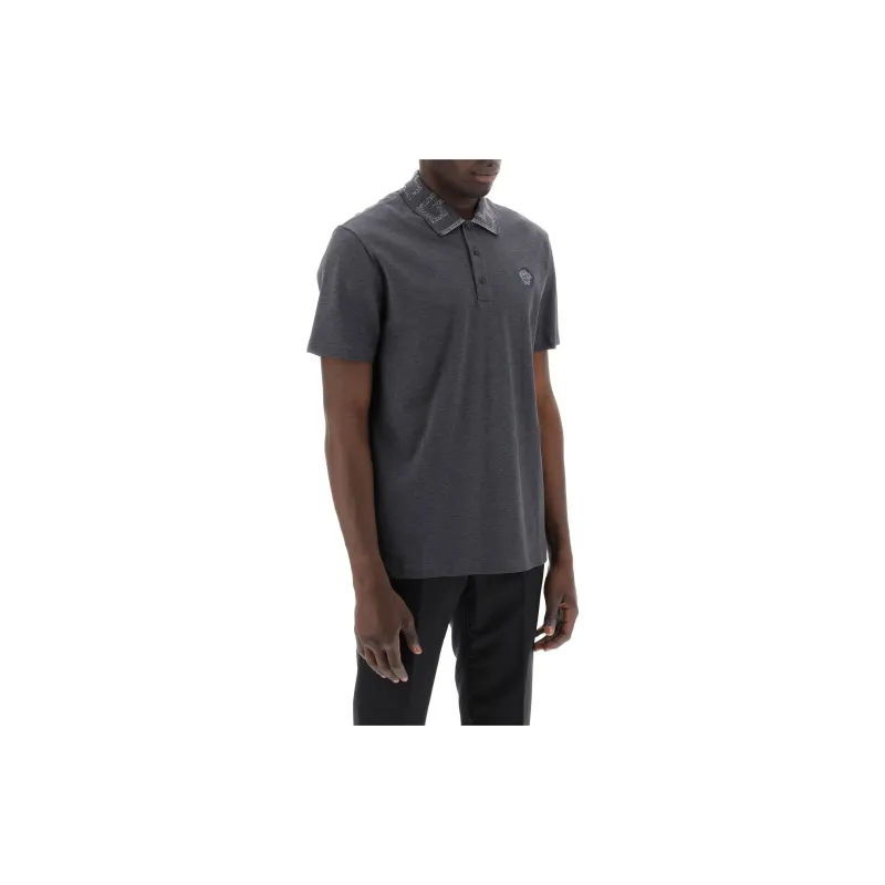 VERSACE Greca-collar Polo Shirt-3