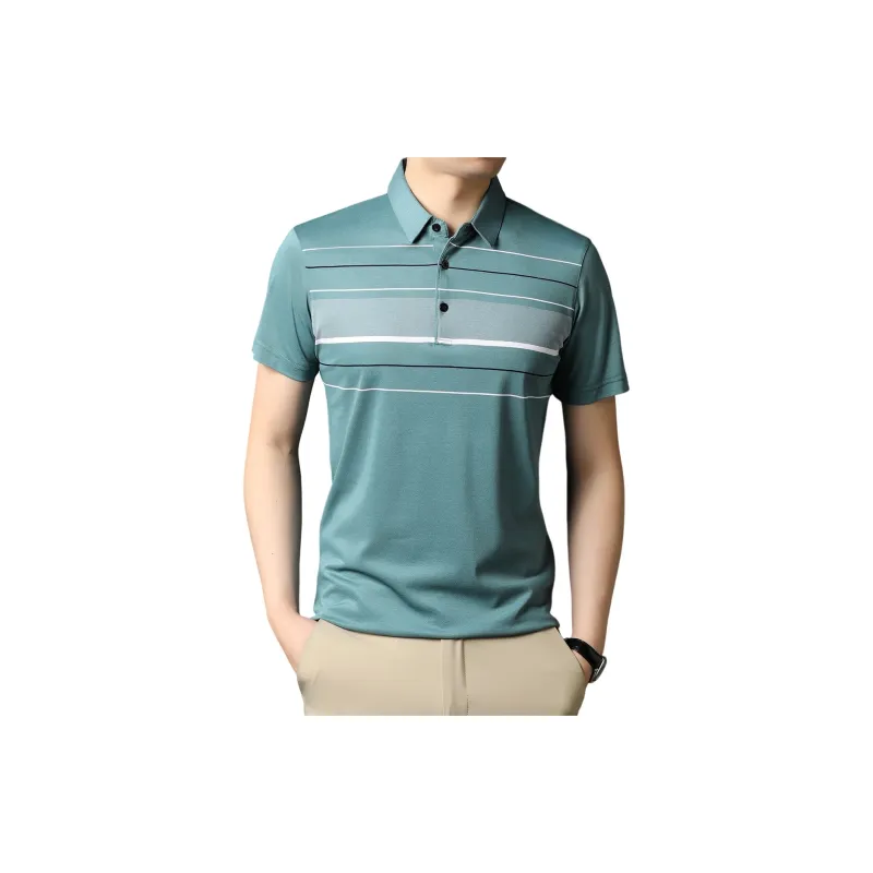 H YXIANG Polo Shirt Men's Lake Blue-3
